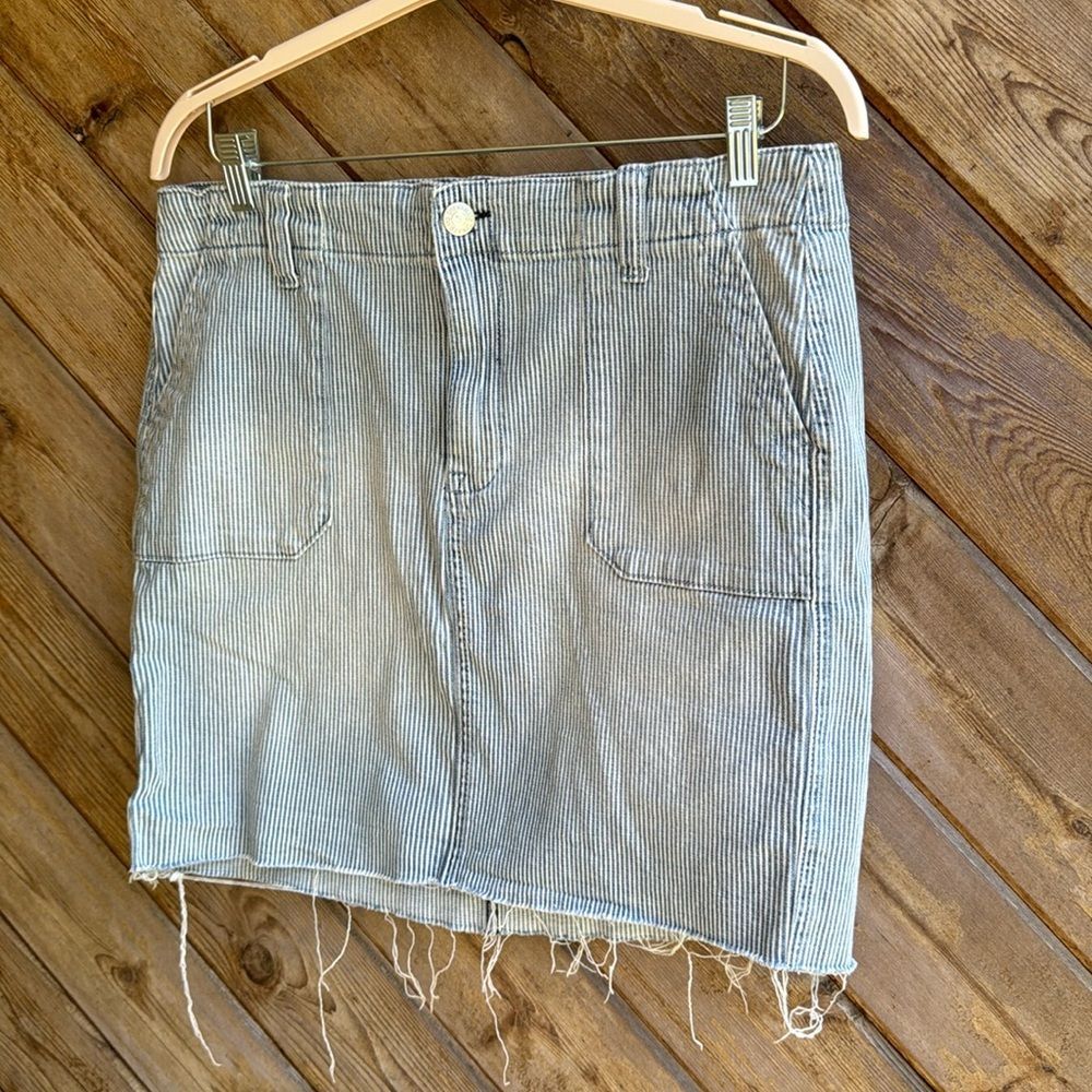 Seven7 jeans denim striped utility skirt size 12